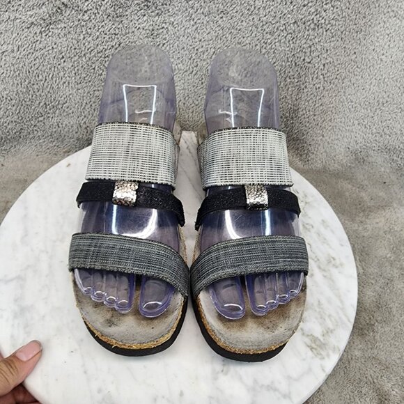 Naot Shoes Womens Size 7 Brenda Gray Slip-On Platform Heel Sandals *GUC* - Picture 3 of 13